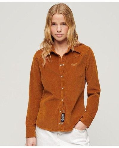 Superdry Cord Western Shirt - Brown