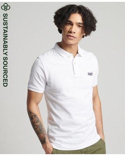 Superdry Organic Cotton Essential Classic Fit Pique Polo - White