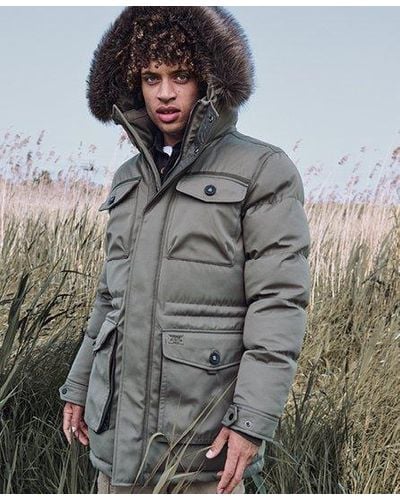 Superdry Chinook Faux Fur Parka Coat - Grey