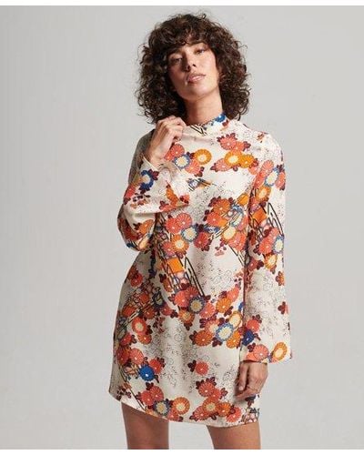Superdry Imprimé floral robe courte imprimée à manches longues - Neutre