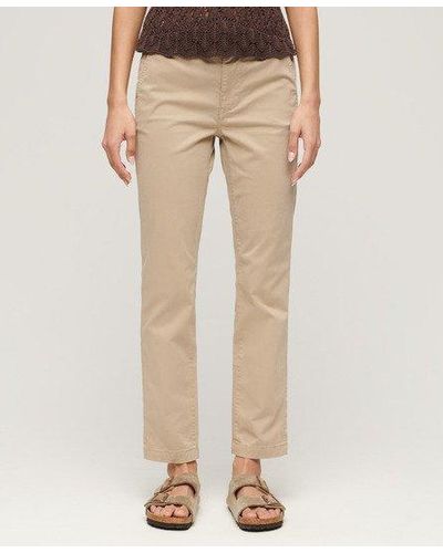 Superdry Mid Rise Chino Trousers - Natural