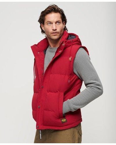 Superdry Everest Hooded Puffer Gilet - Red