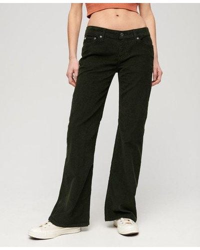 Superdry Corduroy Jeans Met Lage Taille En Wijduitlopende Pijpen - Zwart