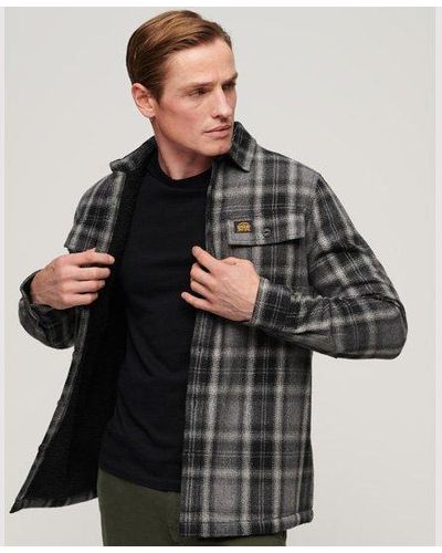 Superdry Fleece-lined Wool Check Overshirt - Black