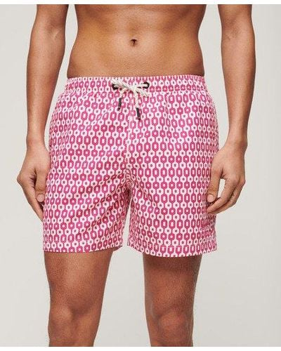 Superdry Printed 15-inch Recycled Swim Shorts - Pink