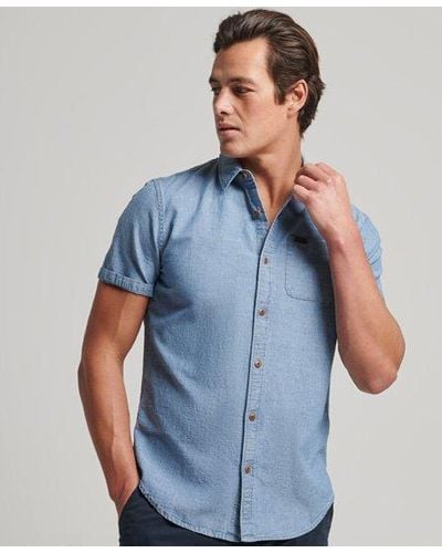 Superdry Vintage Loom Overhemd Met Korte Mouwen - Blauw
