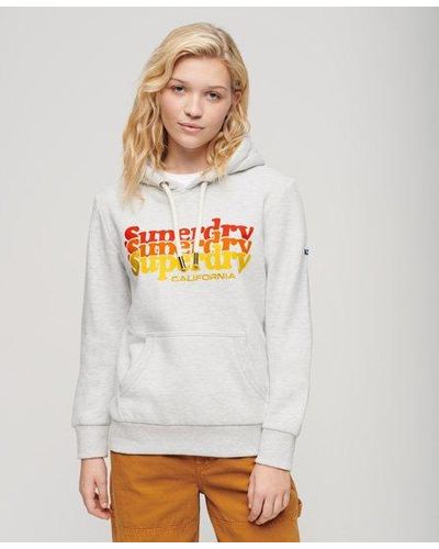 Superdry Classic Vintage Scripted Infill Hoodie - Gray