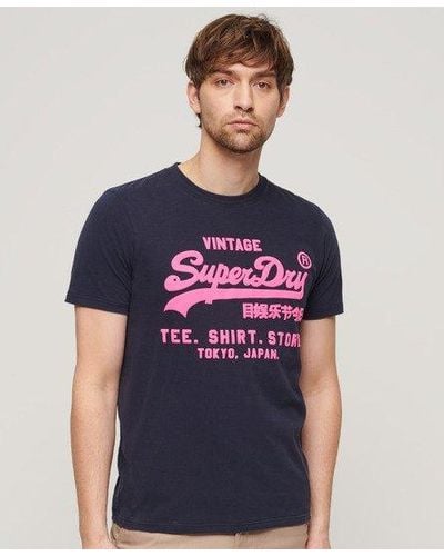 Superdry T-shirt vintage logo fluo - Bleu
