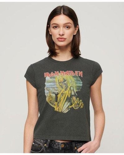 Superdry Iron Maiden X T-shirt Met Kapmouwen - Groen