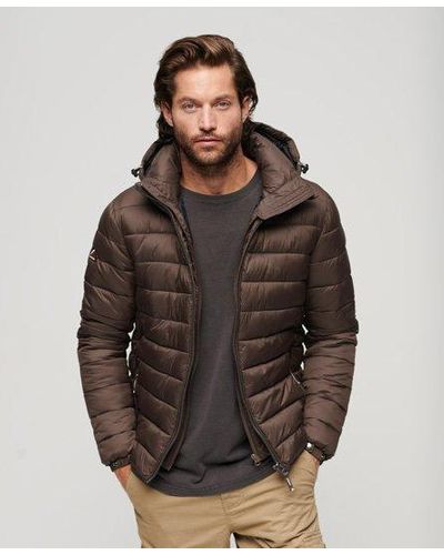 Superdry Hooded Classic Puffer Jacket - Brown