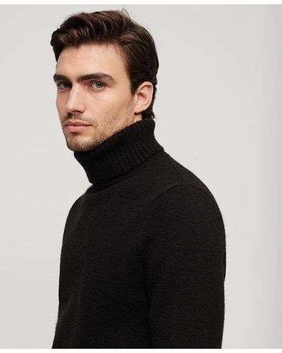 Superdry Brushed Roll Neck Jumper - Black