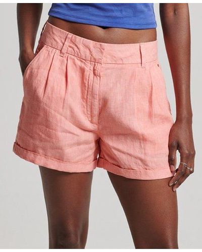 Superdry Overdyed Linen Shorts - Pink