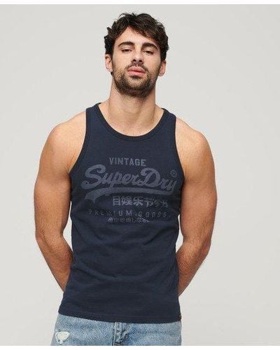 Superdry Mens White Cotton Logo Casual Tank Top L Mauritius