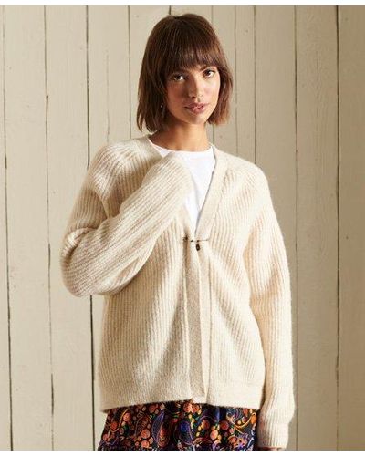 Superdry Alpaca Blend Cardigan - Natural