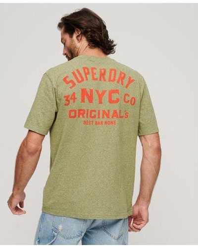 Superdry Workwear T-shirt Met Print Op De Borst - Groen