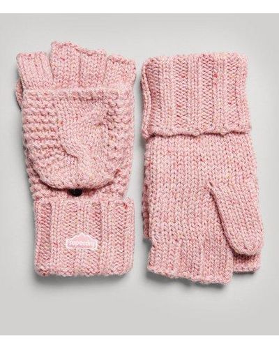 Superdry Cable Knit Gloves - Pink