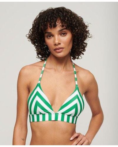 Superdry Ladies Stripe Triangle Bikini Top - Green
