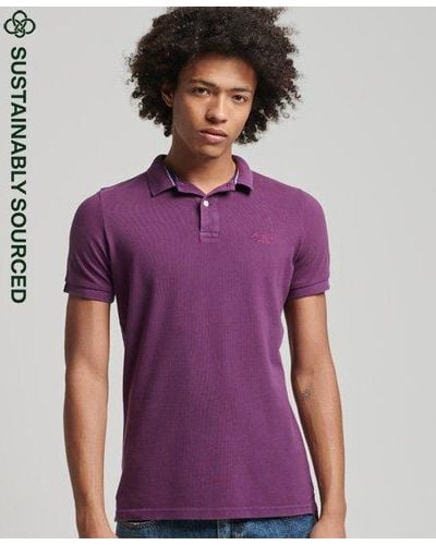 Superdry Organic Cotton Vintage Destroy Polo Shirt - Purple