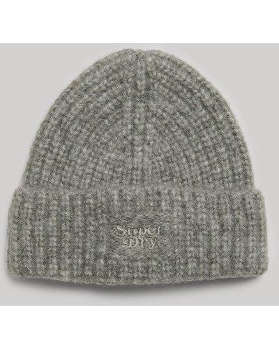Superdry Rib Knit Beanie Hat - Grey