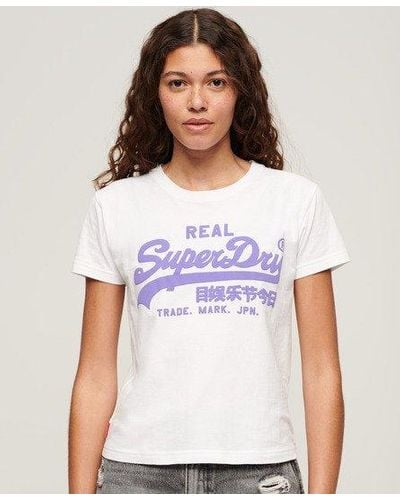 Superdry Slimfit T-shirt Met Neonprint - Wit