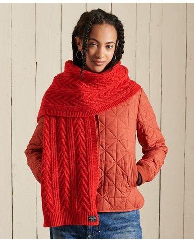 Superdry Cable Lux Scarf - Red