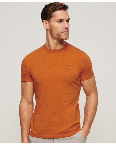 Superdry T-shirt brodé avec logo essential en coton bio - Orange