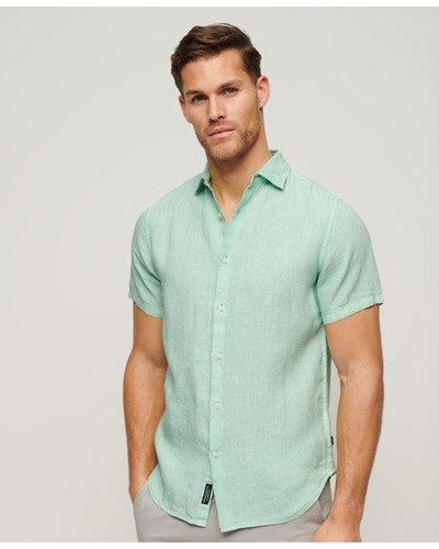 Superdry Slim Fit Studios Casual Linen Shirt - Green
