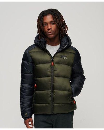 Superdry Lightweight Colour Block Hooded Sports Puffer Jacket - Multicolour