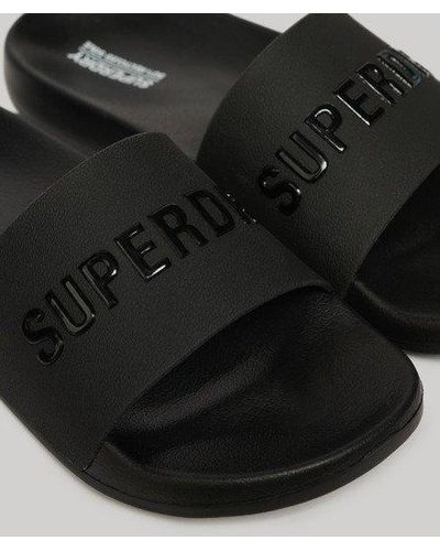 Superdry Vegan Logo Pool Sliders - Black