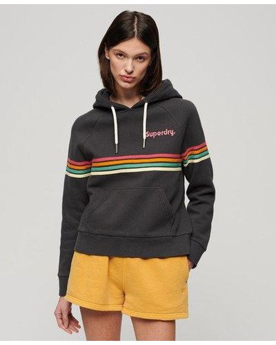 Superdry Rainbow Stripe Logo Hoodie - Gray