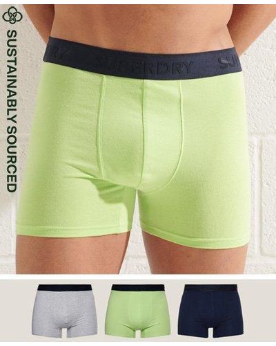Superdry Organic Cotton Classic Boxer Triple Pack Multiple Colors / Nautical Navy/vivid Lime/light Gray Marl - Green