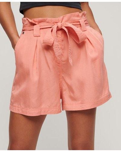 Superdry Desert Paper Bag Shorts - Roze