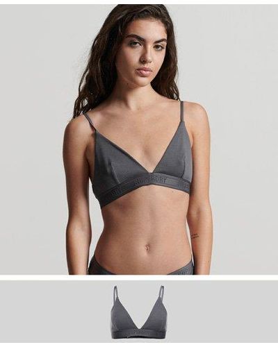 Superdry Organic Cotton Ribbed Tri Bralette - Natural