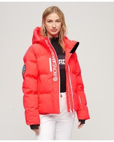 Superdry Sport Ski Boxy Puffer Jacket - Red