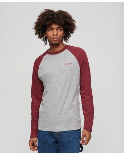 Superdry Classic Color Block Essential Baseball Long Sleeve Top - Red
