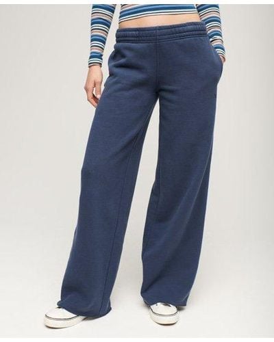 Superdry Aux s pantalon de survêtement droit délavé - Bleu