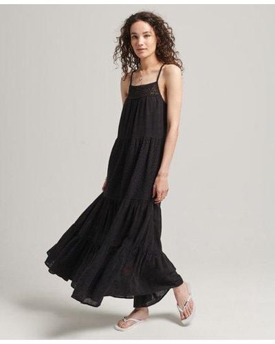Superdry Vintage Lace Cami Maxi Dress - Black
