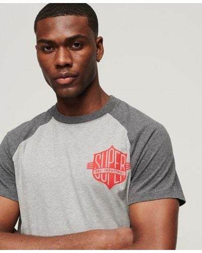 Superdry T-shirt à manches raglan en coton bio - Gris