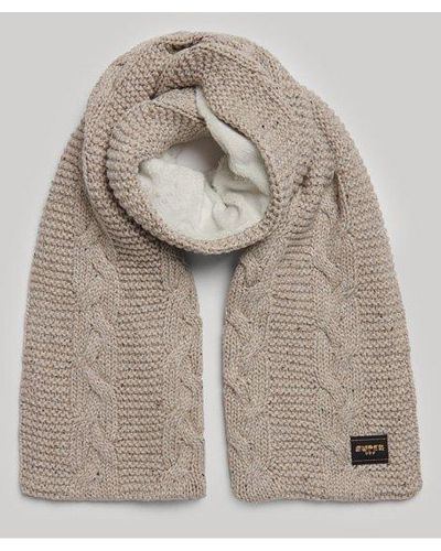 Superdry Cable Knit Scarf - Gray