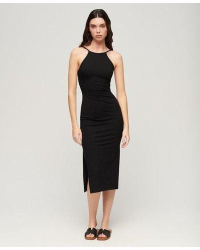 Superdry Jersey Midi-jurk Met Kanten Achterkant - Zwart