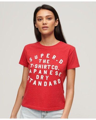 Superdry Puff Print Fitted T-shirt - Red