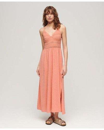 Superdry Jersey Lace Maxi Dress - Pink