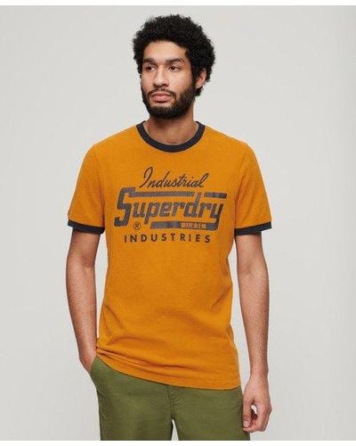 Superdry T-shirt ringer workwear à motif - Orange