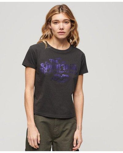 Superdry Aansluitend Workwear T-shirt Met Folieprint - Grijs
