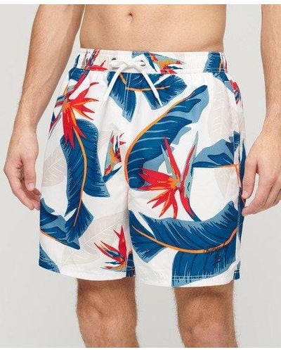 Superdry Recycled Hawaiian Print 17-inch Swim Shorts - Blue