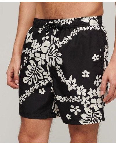 Superdry Recycled Hawaiian Print 17-inch Swim Shorts - Black