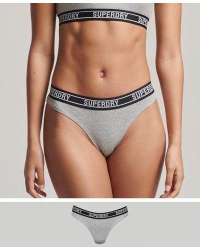 Superdry Organic Cotton Multi Logo Bikini Briefs - Gray