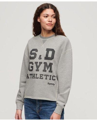 Superdry Athletic Essentials Loose Crop Crew Sweatshirt - Grey