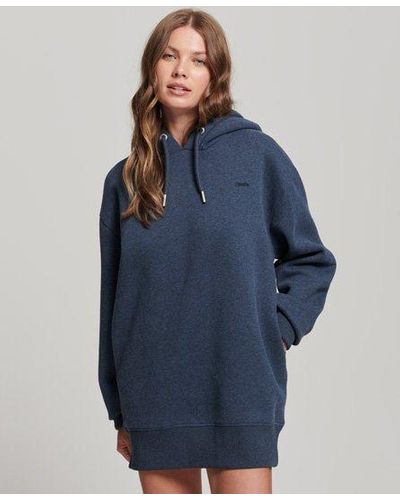 Superdry Organic Cotton Embroidered Logo Sweat Dress - Blue