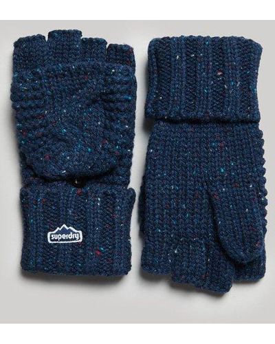 Superdry Gebreide Handschoenen Met Kabelpatroon - Blauw